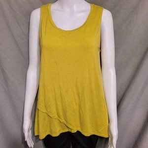Joan Vass yellow green tank top with asymetric double hem - size medium